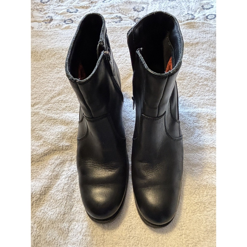 Harley Davidson Motorcycle Black Leather Zip Ankle Boots Women 8.5